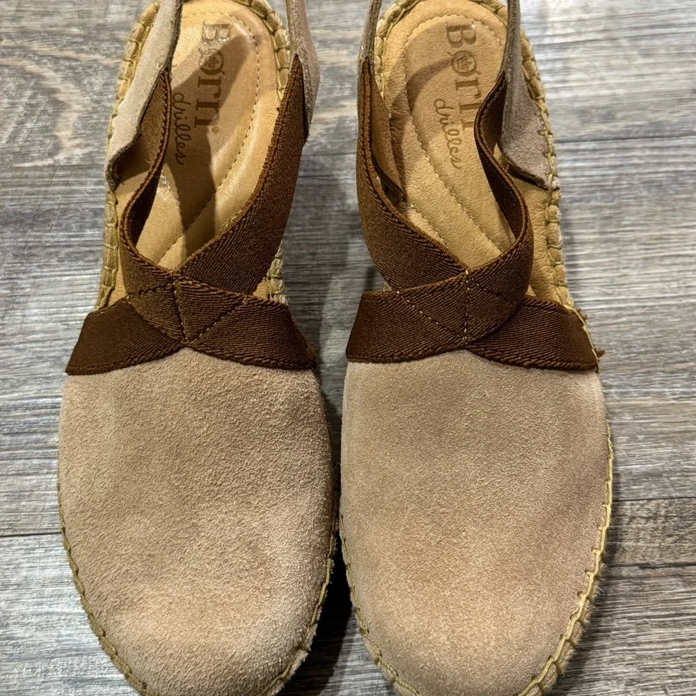 Born Women’s Meade Sandal size 7 Suede Wedge Platform Espadrille Tan Bro… - Picture 7 of 8